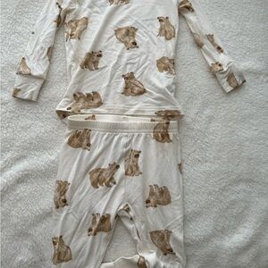Carter's Bear Print Kids Pajama Set - Cream and Brown